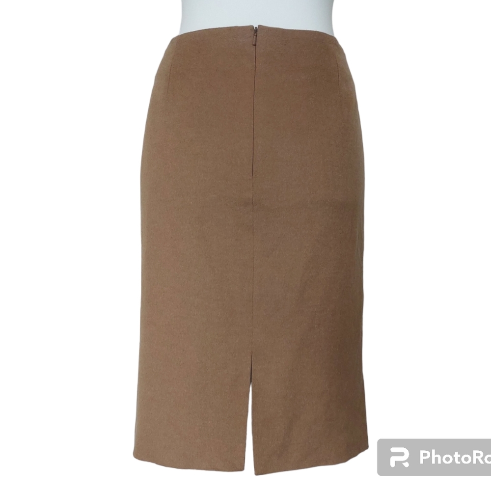 Jigsaw Pencil Skirt Wool Angora Cashmere Blend Beige Size 14 Fuzzy Midi 34"W - Picture 3 of 11